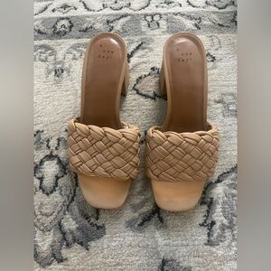 A New Day Women's Beige Woven Heeled Sandals